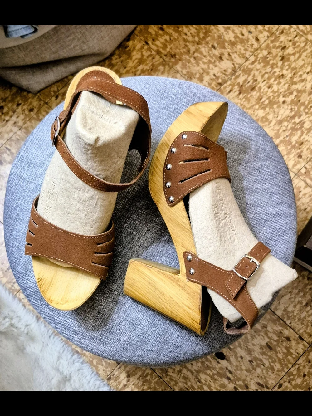 Charles David Dakota Suede Platform Sandals with Wood Heel